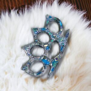 Blue Clear Floral Resin Decorative Keychain Accessory (Z083)